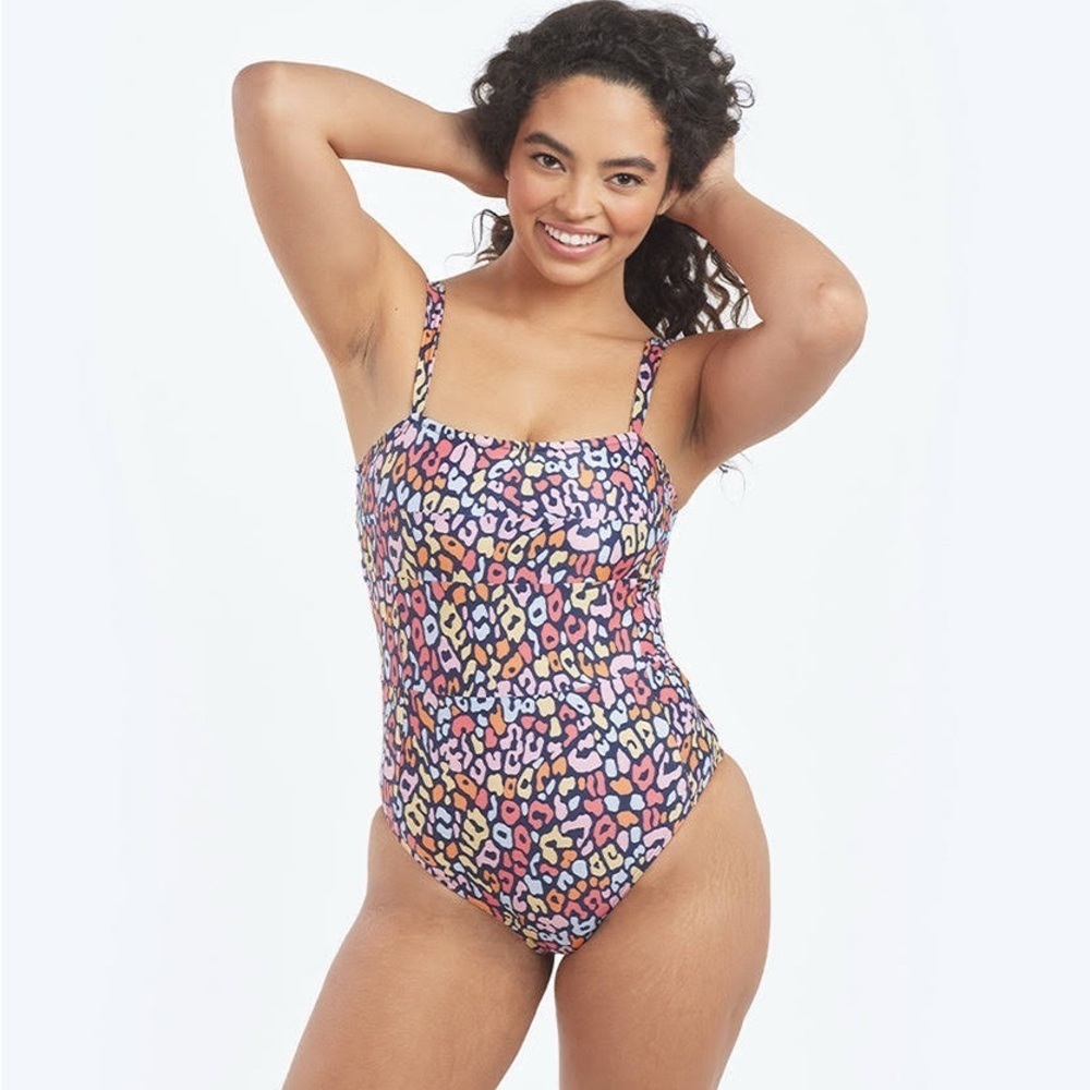 Summersalt Oasis Wide Strap Multicolor Leopard Swimsuit, Size 12